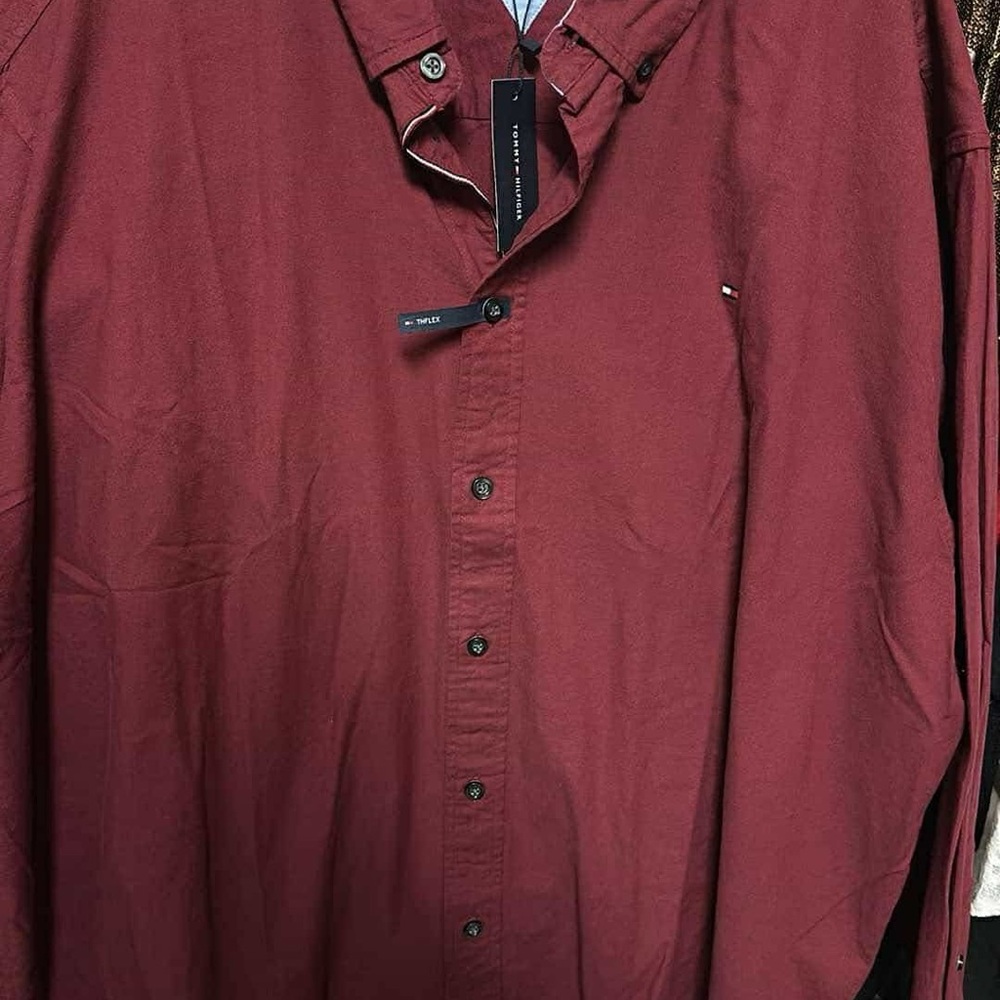 Men's Burgundy Button-Up Shirt